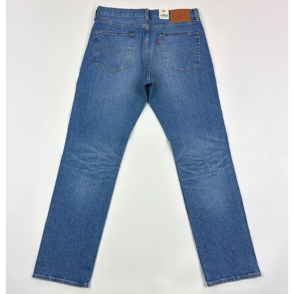 Levis 501 93 Premium Men 32x32 Straight Blue Jeans Distressed Button Fly Stretch - Picture 10 of 12